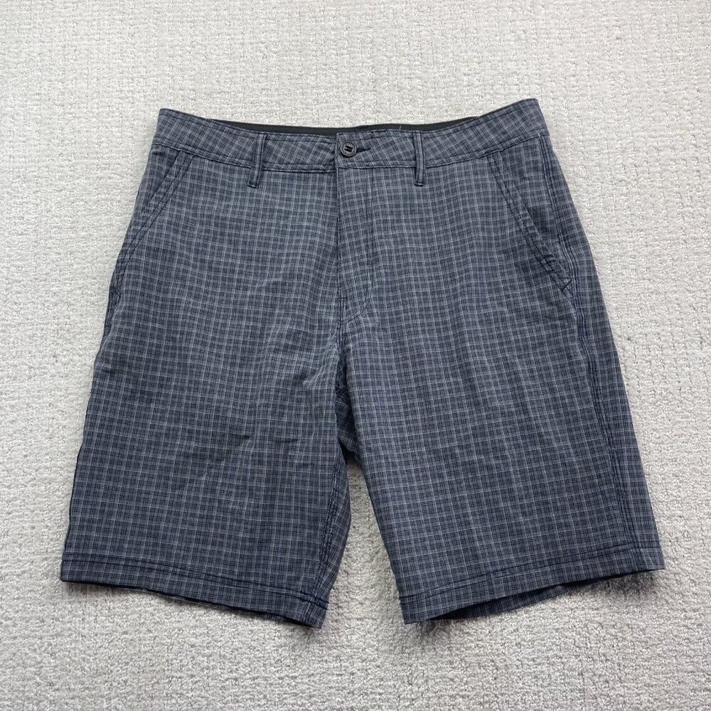 Buffalo David Bitton Grey / Blue Plaid Board Shorts Men Sz 34 Summer Surf Beach